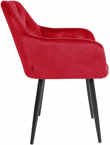 2-delige set eetkamerstoelen Stenlay Fluweel, Rood