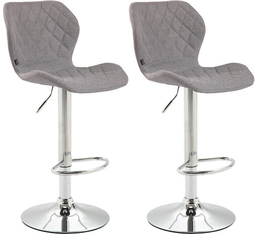 2-delige set barkrukken Cirk stof chroom, Grijs