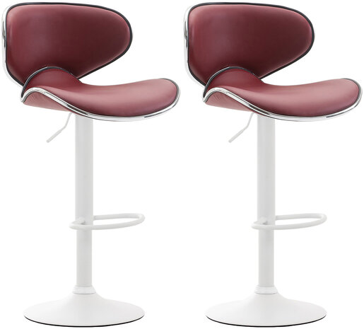 2-delige set barkrukken Lis Vigis V2 kunstleer wit, Rood