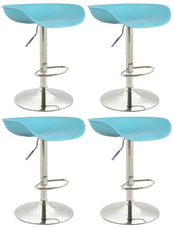 4-delige set barstoelen Inehaam kunststof chroom, Blauw