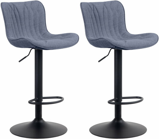 2-delige set barkruk Lunis stof, Blauw