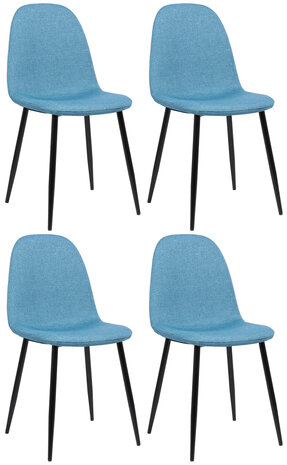 4-delige set eetkamerstoelen Nepiar stof, Blauw