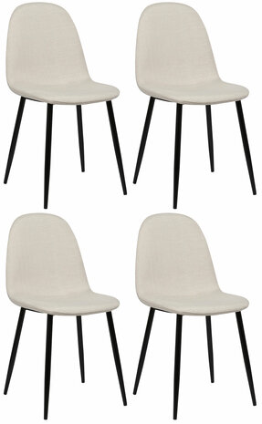 4-delige set eetkamerstoelen Nepiar Stof, Creme