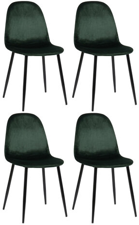 4-delige set eetkamerstoelen Nepiar fluweel, Groen