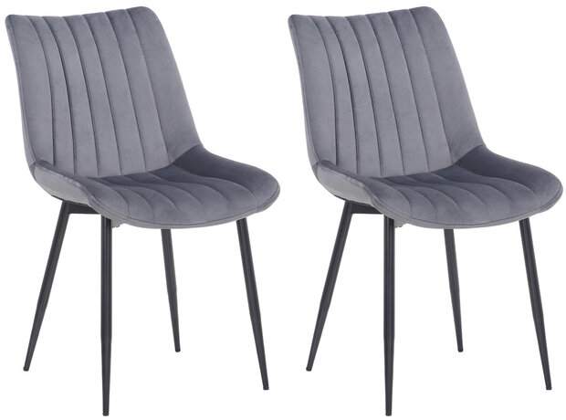2-delige set stoelen Rehdan fluweel, Grijs