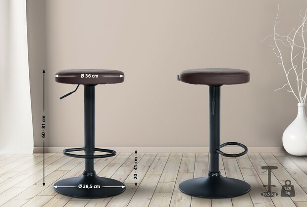 Barstoel Pento Kunstleer zwart, Bruin
