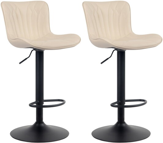 2-delige set barkrukken Lunis kunstleer, Creme