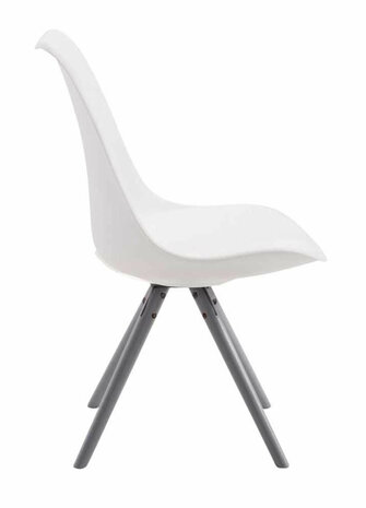 4-delige set stoelen Teulouso kunstleer Rond grijs, Wit