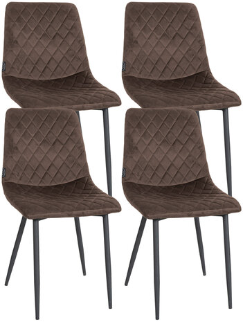 4-delige set stoelen Tildi fluweel, Bruin