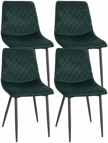 4-delige set stoelen Tildi fluweel, Groen