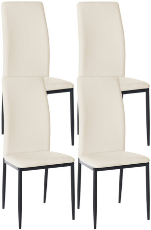 4-delige set eetkamerstoelen Sovina kunstleer, Creme