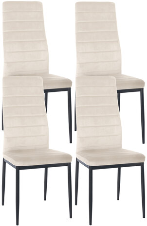 4-delige set eetkamerstoelen Miyfaar fluweel, Creme