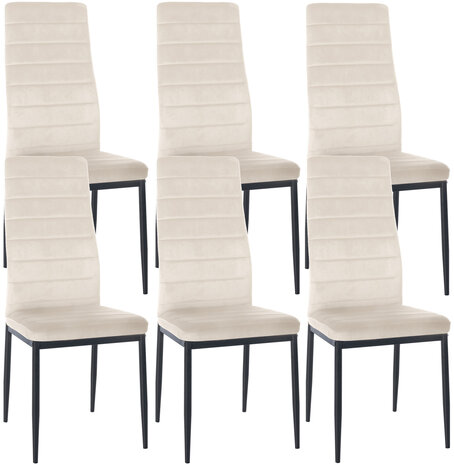 6-delige set eetkamerstoelen Miyfaar Fluweel, Creme