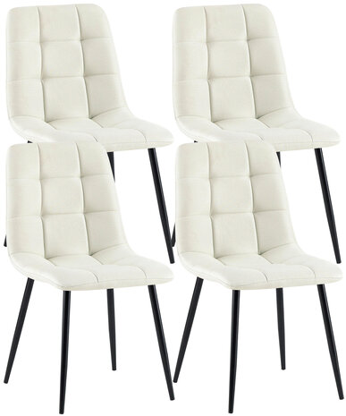 4-delige set eetkamerstoelen Entibas Stof, Creme