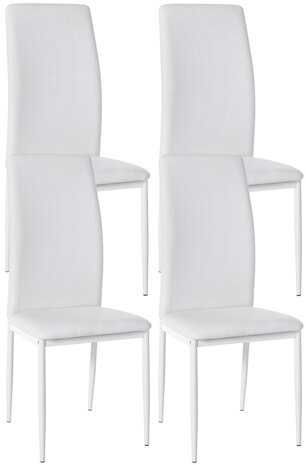 4-delige set eetkamerstoelen Sovina kunstleer, Wit