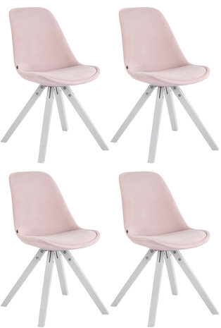 4-delige set stoelen Teulouso Velvet Square wit, 