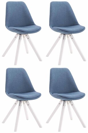 4-delige set bezoekersstoel Teulouso stof Square wit, Blauw