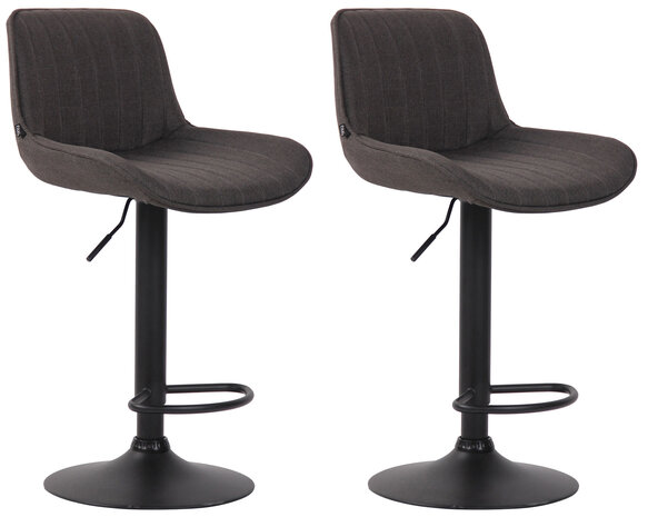 2-delige set barkruk Lintine stof zwart, Grijs
