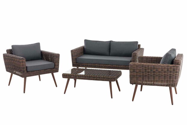 Loungeset Kiruna RondRoodan Bruin-gemêleerd 40 cm (Donkerbruin)