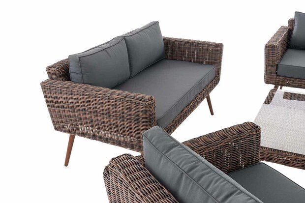 Loungeset Kiruna RondRoodan Bruin-gemêleerd 40 cm (Donkerbruin)