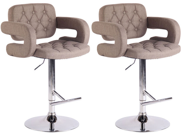 2-delige set barkrukken Diblun stof, Taupe