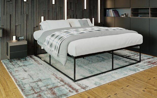 Metalen bed Scili 200x180x46 cm, Zwart