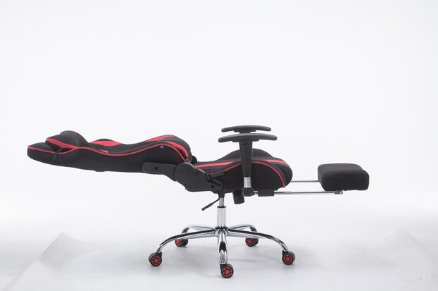 Racing bureaustoel Lemit V2 stof met voetensteun, Rood