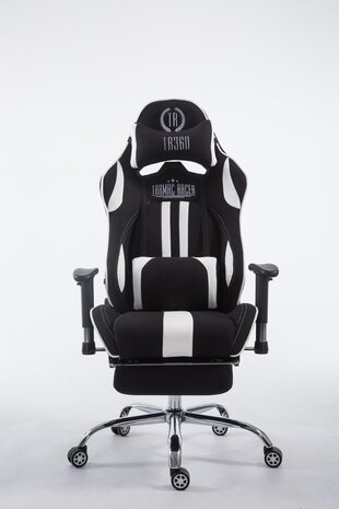 Racing bureaustoel Lemit V2 stof met voetensteun, Wit