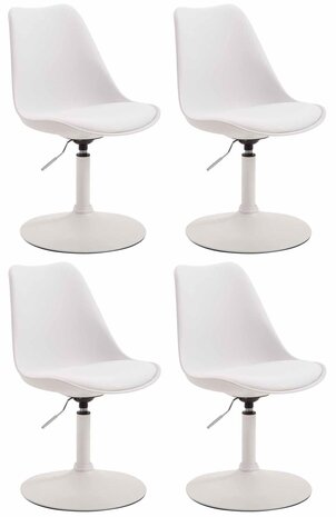 4-delige set eetkamerstoelen Miverack W kunststof, Wit