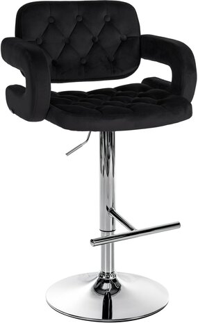 Barstoel Diblun Fluweel chroom, Zwart