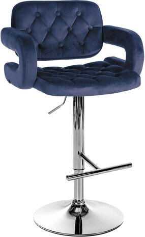 Barstoel Diblun Fluweel chroom, Blauw