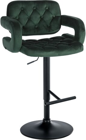 Barstoel Diblun Fluweel zwart, Groen