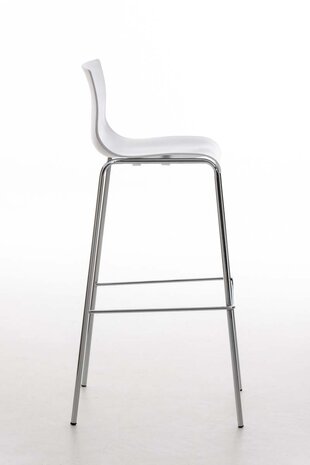 Barstoel Heovor Chroom 4-pootsframe, Wit