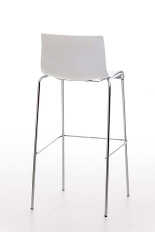Barstoel Heovor Chroom 4-pootsframe, Wit