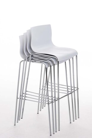 Barstoel Heovor Chroom 4-pootsframe, Wit
