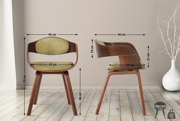 2-delige set stoelen Kongstin Stof, Groen