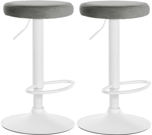 2-delige set barkrukken Pento fluweel wit, Grijs