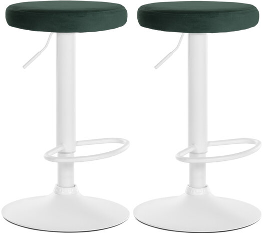 2-delige set barkrukken Pento fluweel wit, Groen