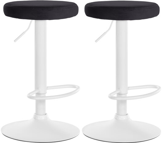 2-delige set barkrukken Pento fluweel wit, Zwart