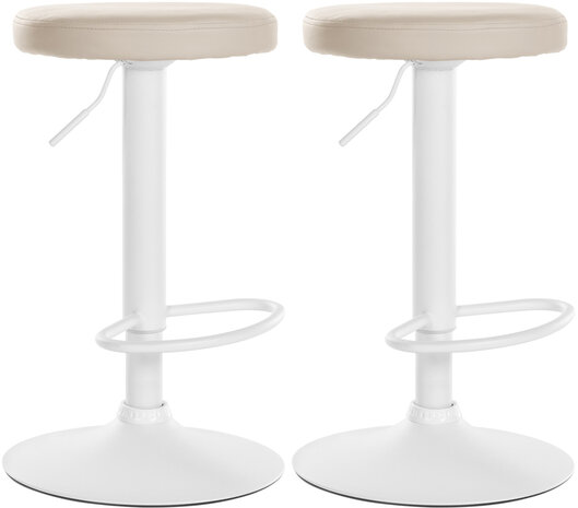 2-delige set barkrukken Pento kunstleer wit, Creme