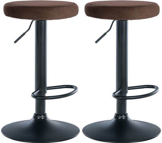 2-delige set barstoelen Pento fluweel zwart, Bruin