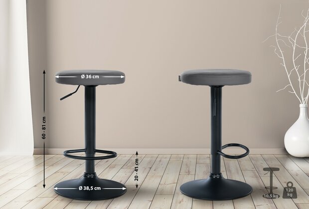 2-delige set barkrukken Pento kunstleer zwart, Grijs