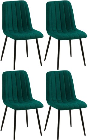 4-delige set stoelen Dojin stof, Groen