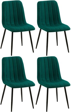 4-delige set stoelen Dojin stof, Groen