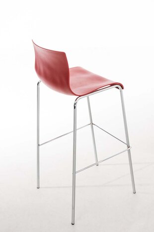 Barstoel Heovor Chroom 4-poot Frame, Rood