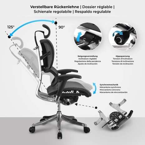 Bureaustoel Norfolk Ergonomisch, Grijs