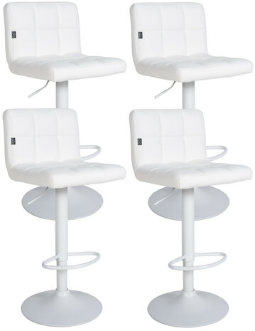 4-delige set barkrukken Fine kunstleer wit, Wit
