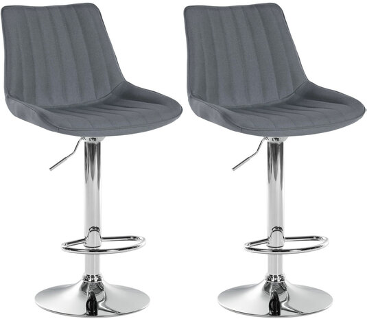 2-delige set barkruk Tino Stof chroom, Grijs