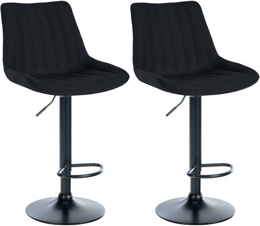 2-delige set barkruk Tino stof zwart, Zwart