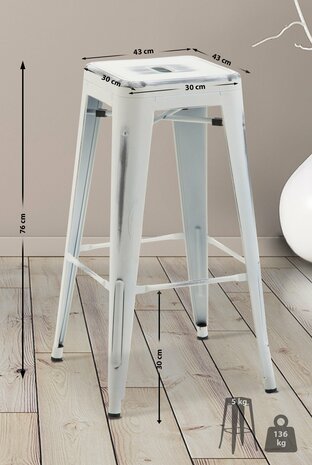 Barstoel Bermuda Rood, Wit